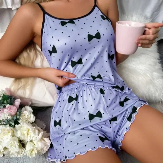 Ensemble deux pièces de vêtements de nuit pour femmes,