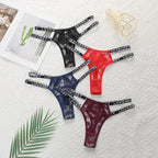 String en dentelle ajourée taille basse pour femmes