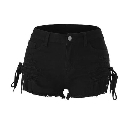 Short en Jean Femme – Lacets sur les Côtés