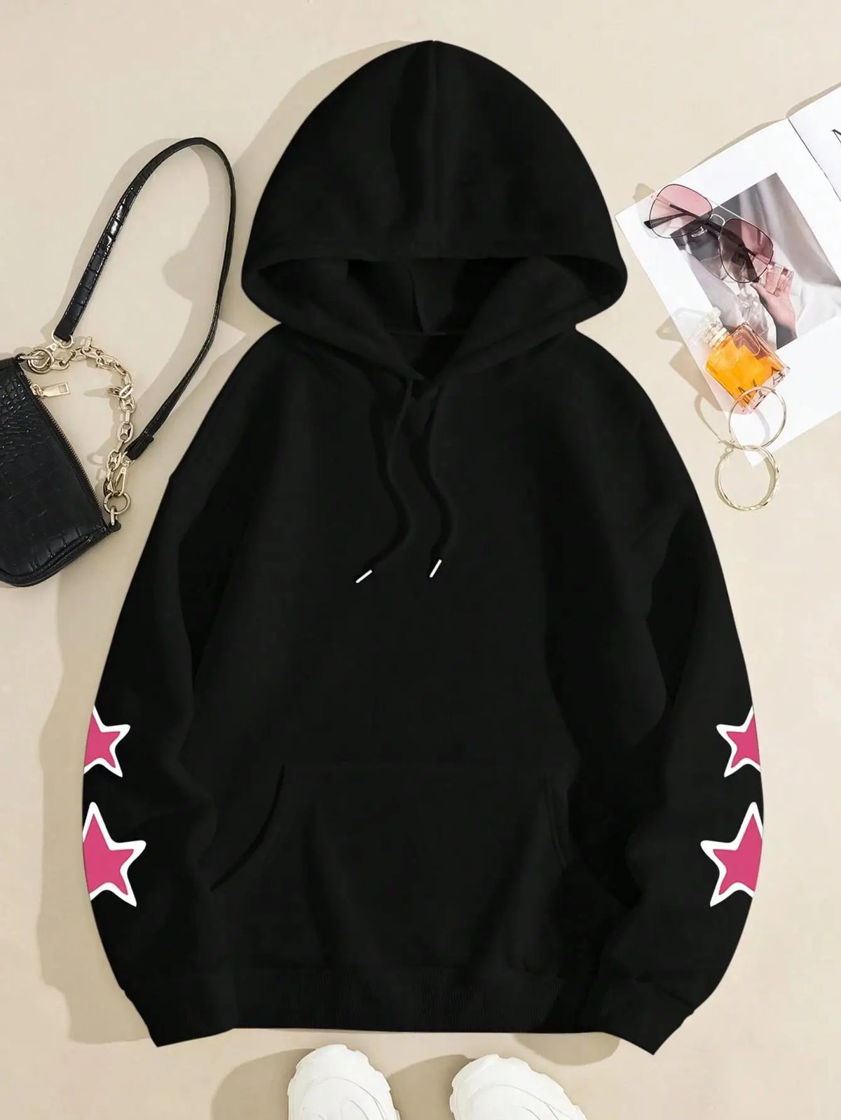 Sweat à Capuche Femme – Imprimé Araignée et Étoile