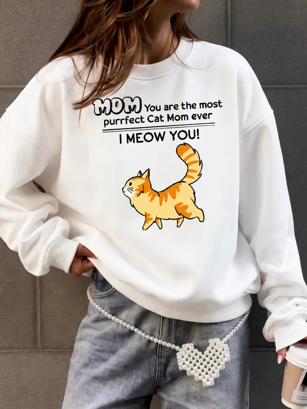 Sweat-shirts avec imprimés « Funny Cat Mom I Meow You », pour femmes