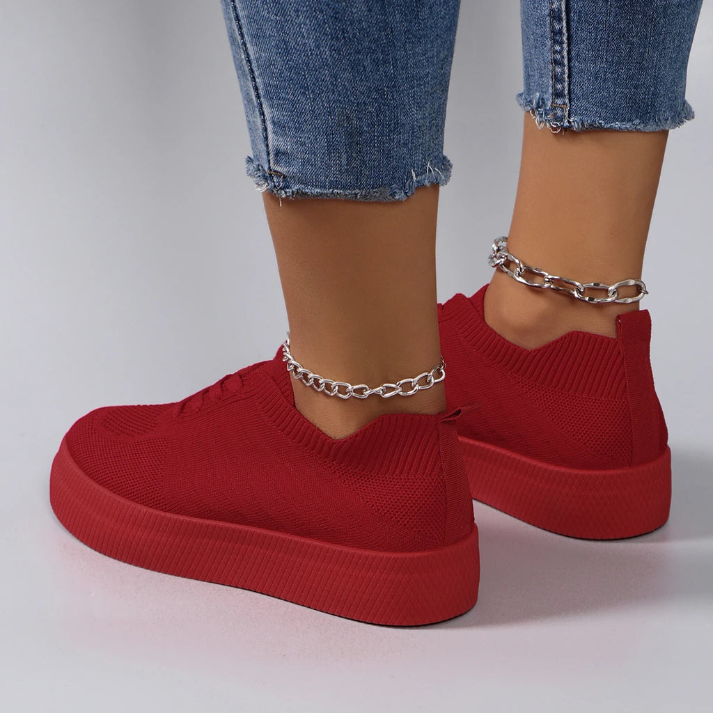 Baskets plates en maille respirante pour femmes