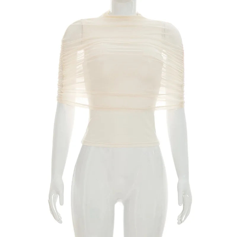 T-Shirt Femme en Maille Transparente – Style Tendance