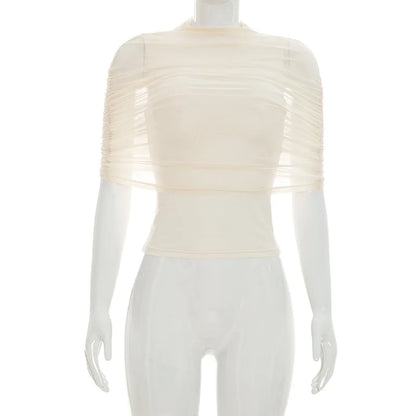 T-Shirt Femme en Maille Transparente – Style Tendance