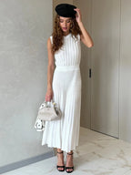 Robe maxi plissée en maille pour femmes