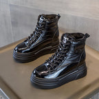 Bottines de neige en cuir de vache véritable pour femme