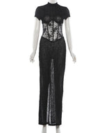 Robe moulante sexy à plumes transparentes pour femmes