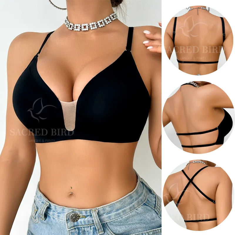 Soutien-gorge légers et sans couture en maille à col en U pour femmes