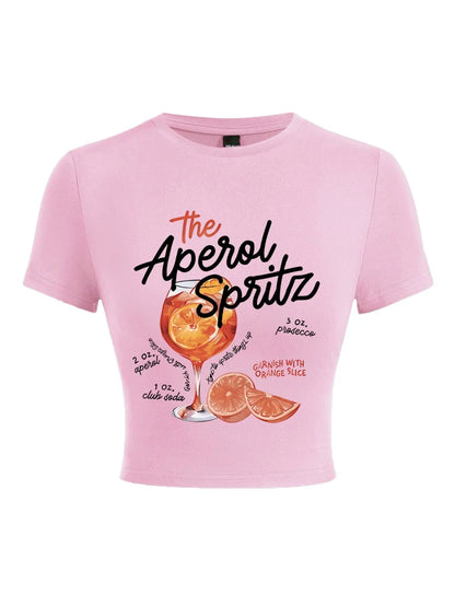 Crop Top Femme – Imprimé Rétro Aperol Spritz