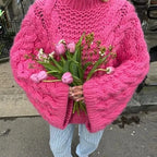 Pull rétro en maille épaisse pour femmes