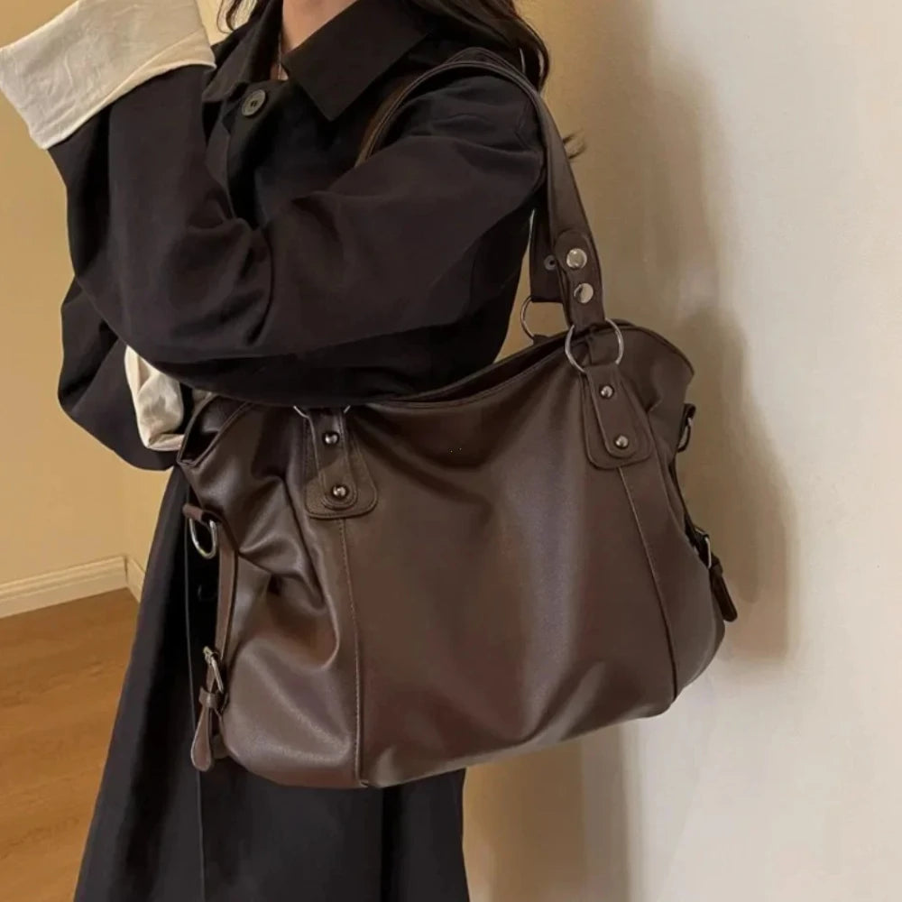 Sac à main de grande capacité en cuir souple pour femmes