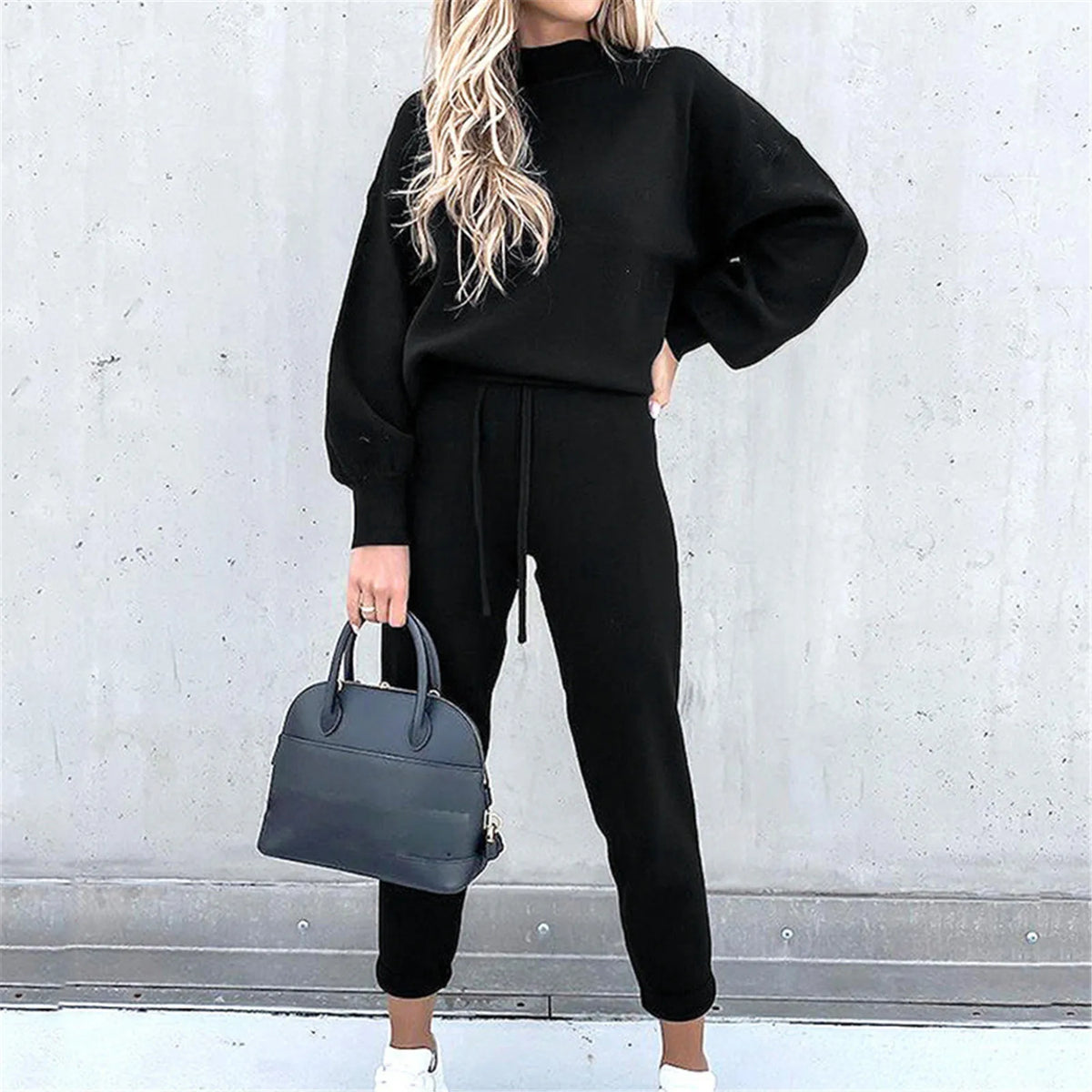 Ensemble 2 Pièces Femme – Haut Col Roulé et Pantalon