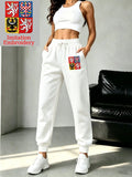 Pantalon de jogging décontracté en molleton avec emblème de la République tchèque pour femmes