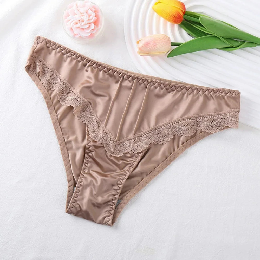 Culotte Femme – Tissu Soyeux et Bordure Dentelle