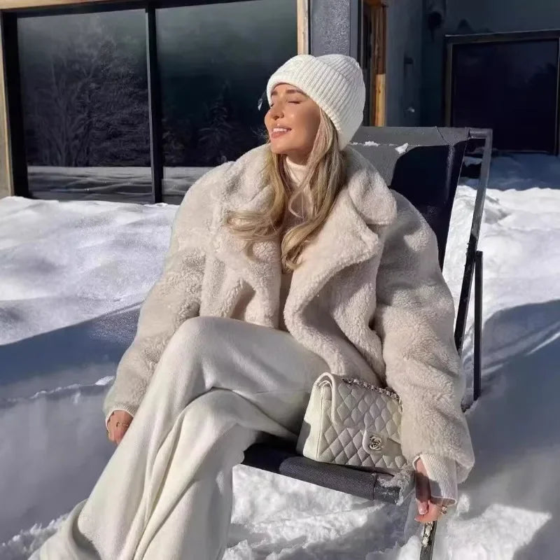 Manteau d'hiver chaud en peluche pour femmes