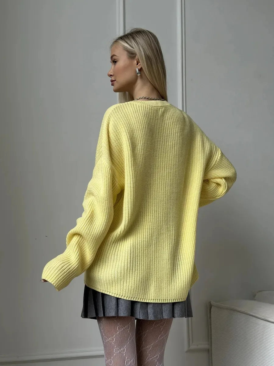 Pull basique tricoté col rond pour femmes