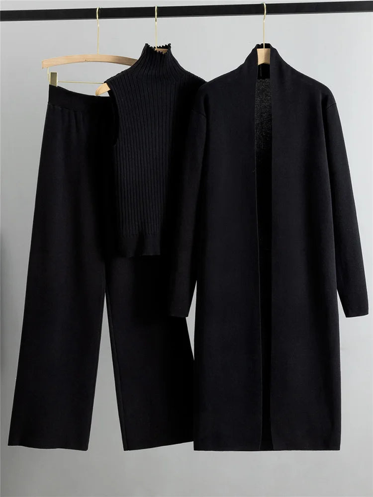 Ensemble 3 pièces cardigans longs pour femmes