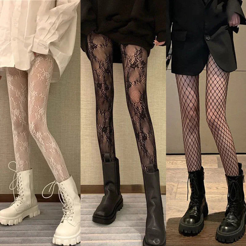 Collants résille floraux sexy pour femmes