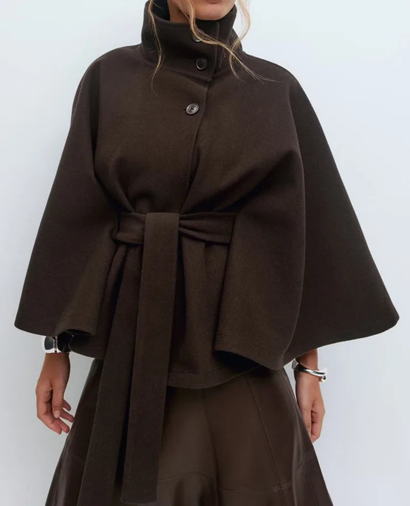 Manteau à col montant à lacets pour femmes