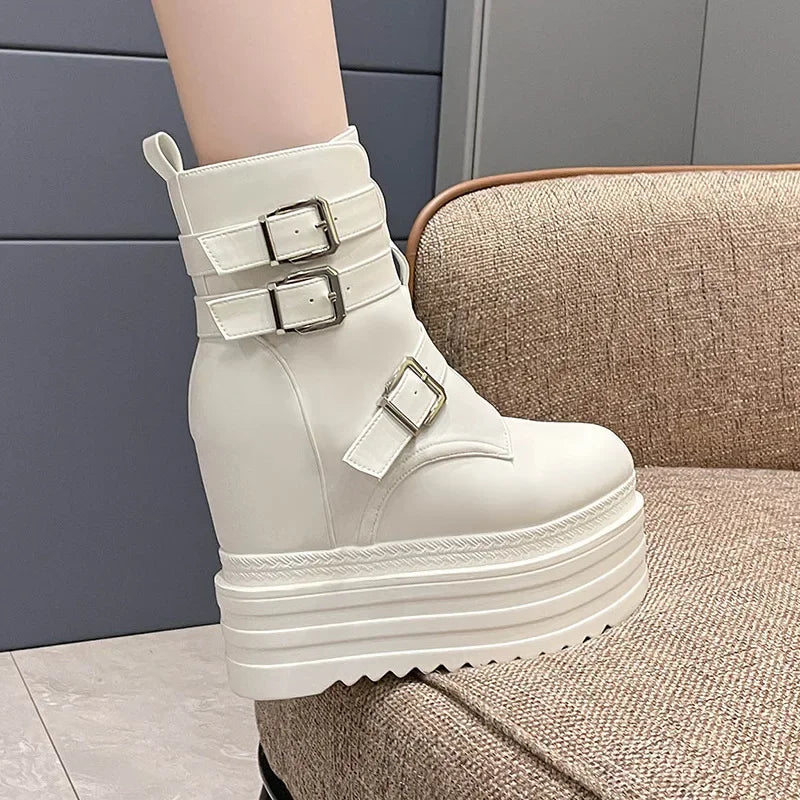 Bottines en cuir PU pour femmes