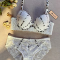 Ensemble soutien-gorge  et culotte en dentelle broderie pour femmes