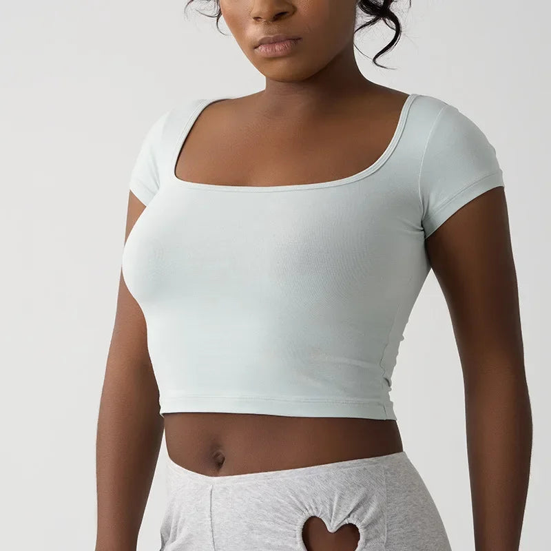 T-shirt en pur coton à col rond pour femmes