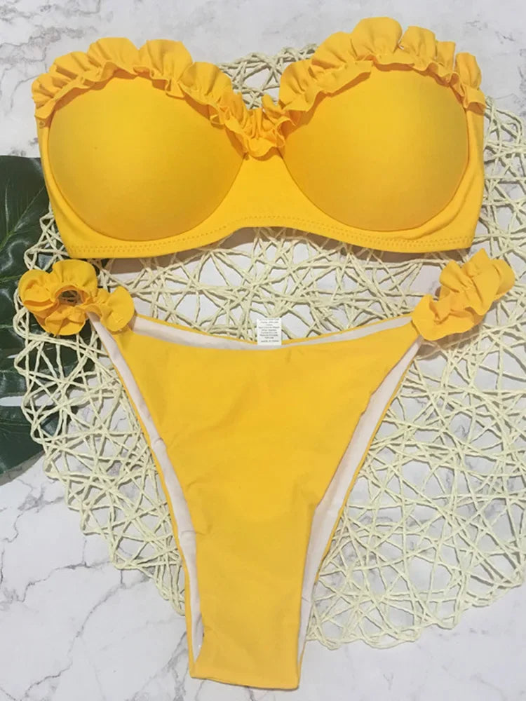 Bikini Léopard 2 Pièces Femme – Détails à Volants
