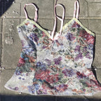 Débardeur en maille transparente à imprimé floral pour femmes
