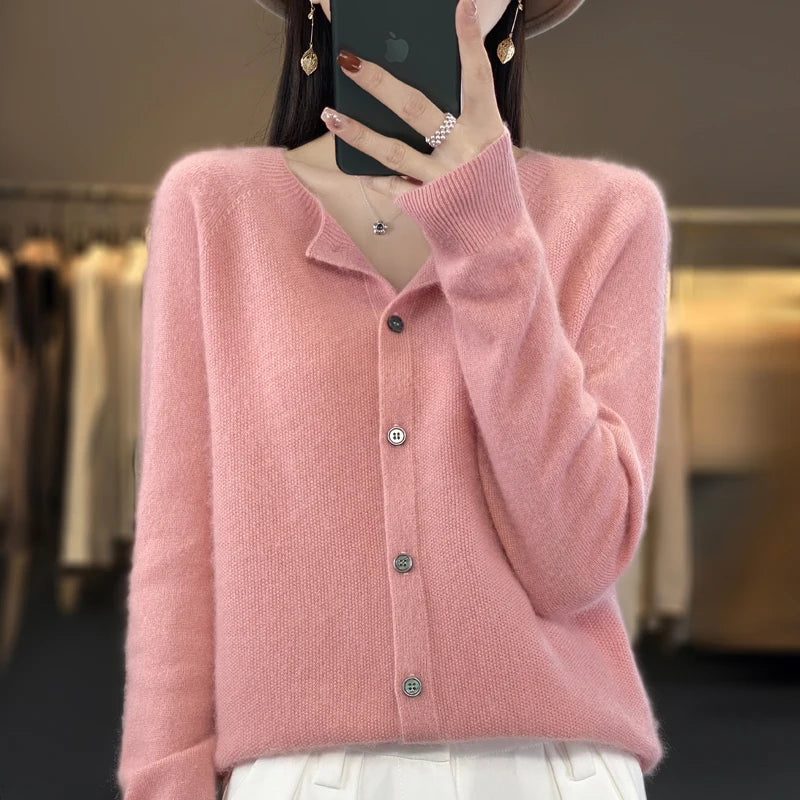 Cardigan ample 100% laine pure pour femmes