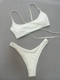 Maillot de bain brésilien deux pièces à lacets pour femmes