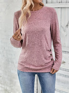 T-Shirt froncé à décor de boutons pour femmes