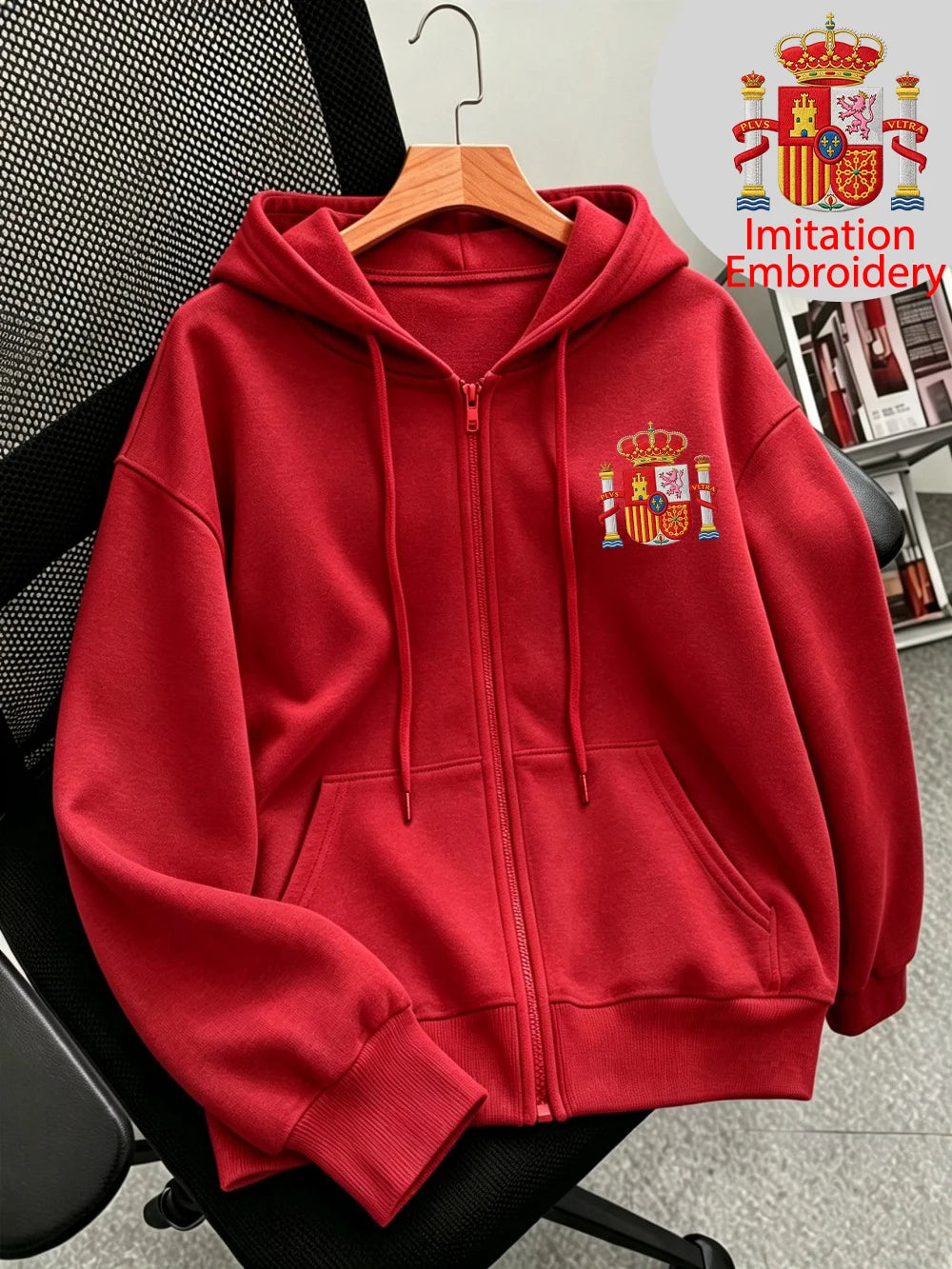 Sweat à capuche zippé imprimé Street Spain pour femmes