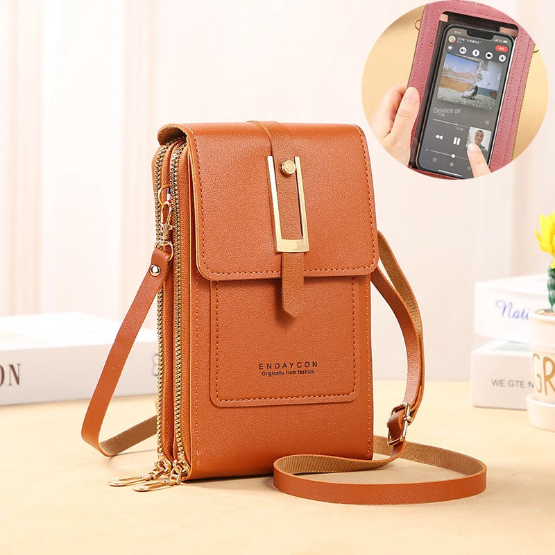 Sac à main en cuir souple téléphone portable pour femmes