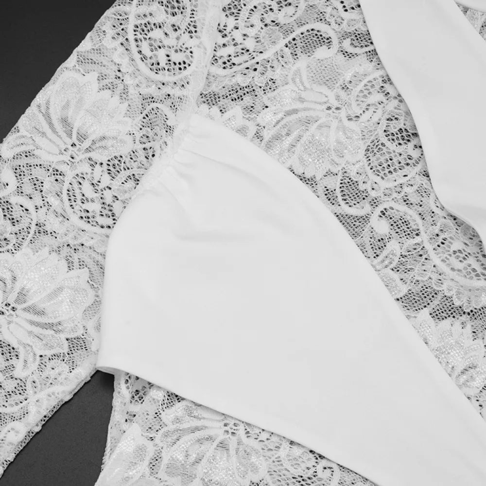 Mini robe moulante en dentelle transparente pour femmes