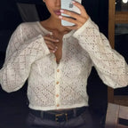 Cardigan tricoté à simple boutonnage pour femmes