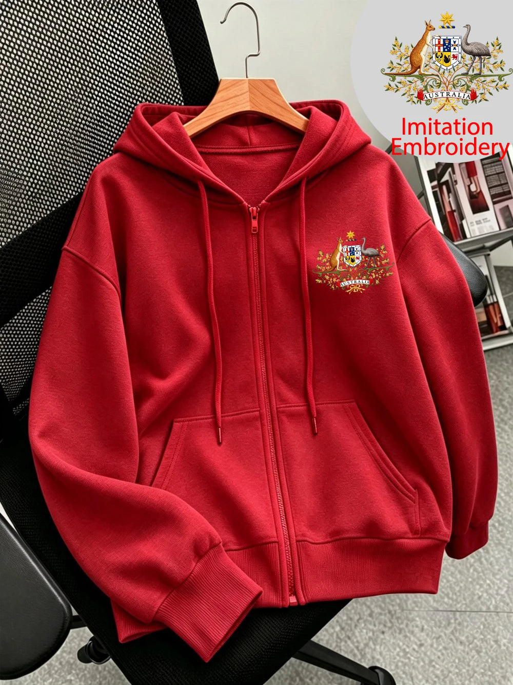 Sweat à capuche zippé imprimé Basics Australia pour femmes
