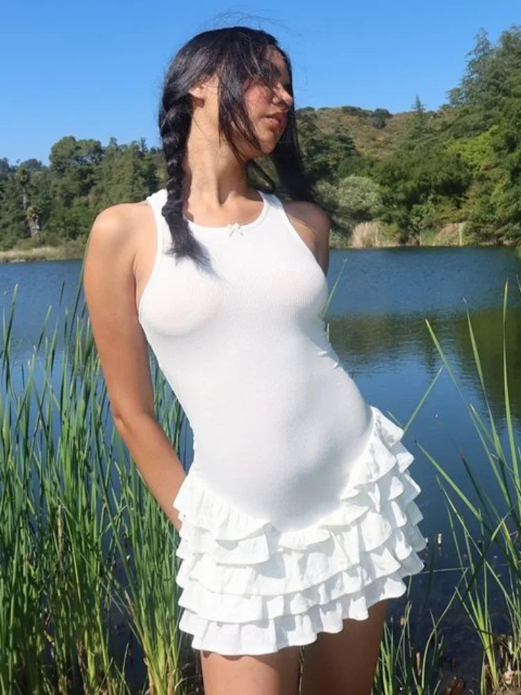 Mini robe à volants pour femmes