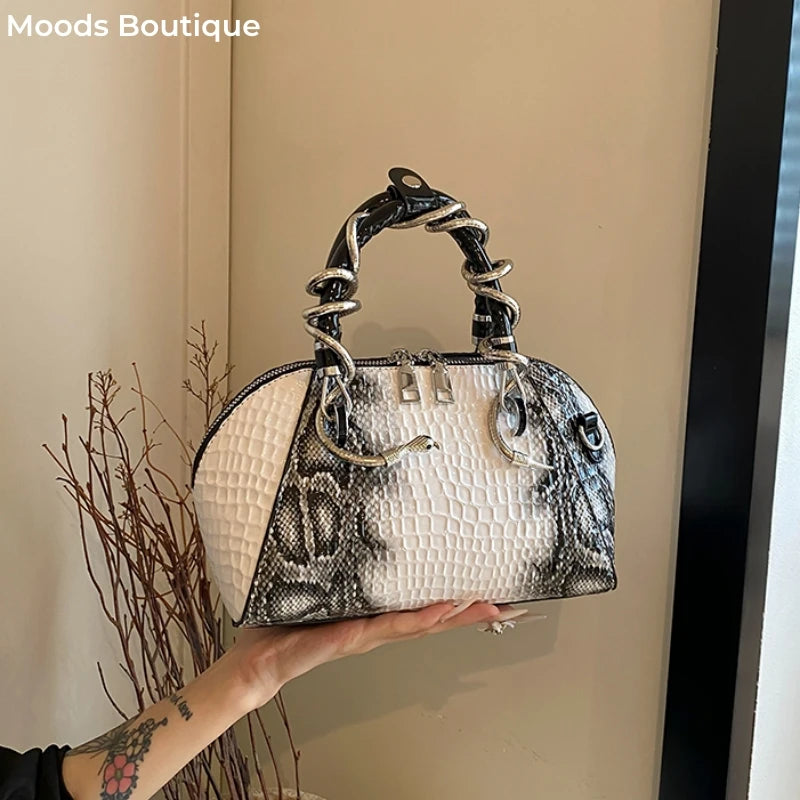 Sac à bandoulière motif crocodile pour femmes