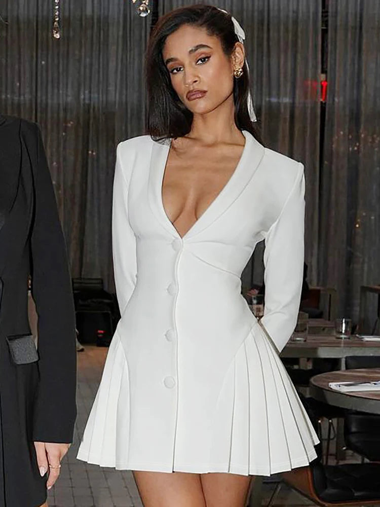 Mini robe sexy à col en V pour femmes