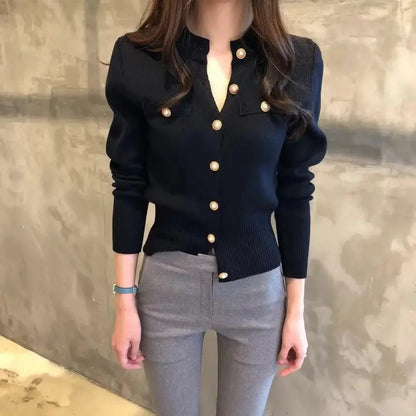 Cardigan Court Femme – Maille Ajustée Style Coréen