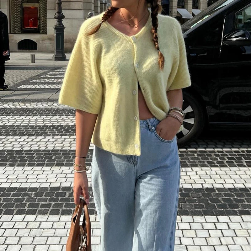 Cardigans vintage à manches courtes pour femmes