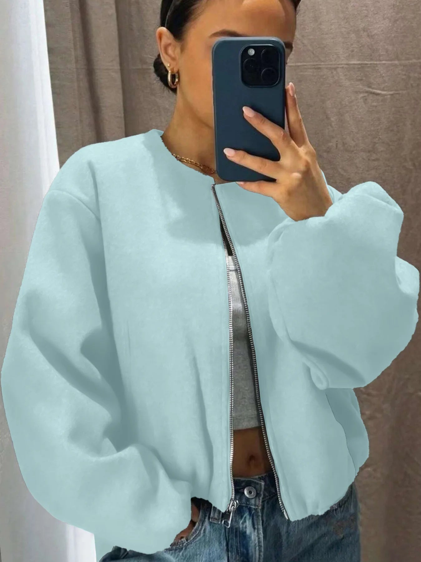Veste cardigan à fermeture éclair pour femmes