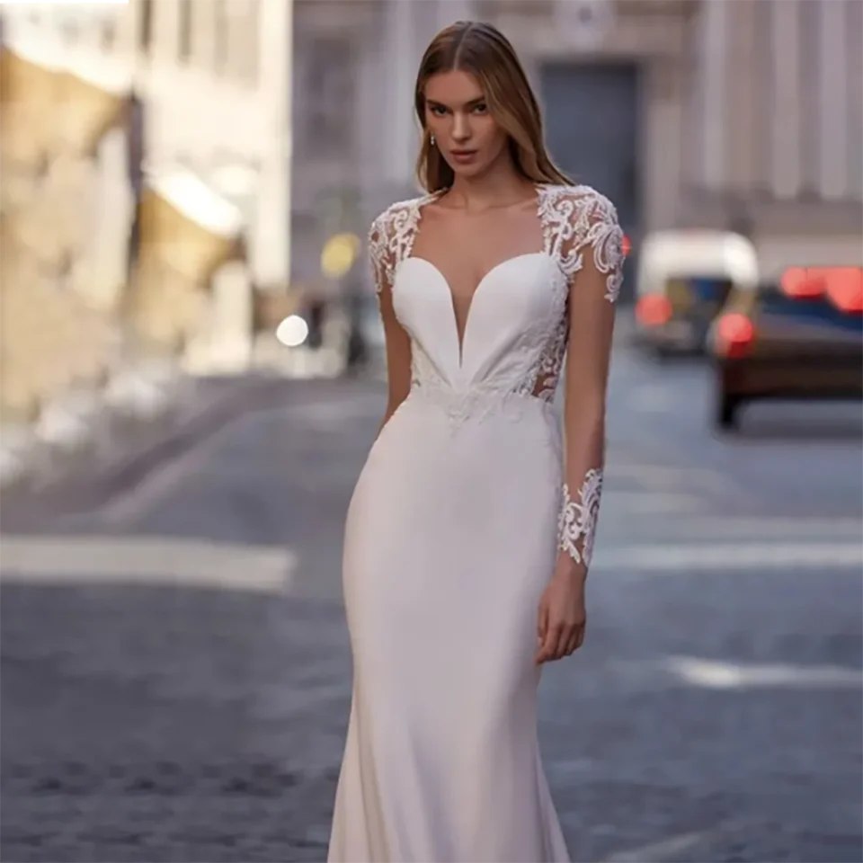 Robe de mariée sirène en Satin doux pour femmes