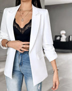 Vestes à manches longues et col cranté pour femmes