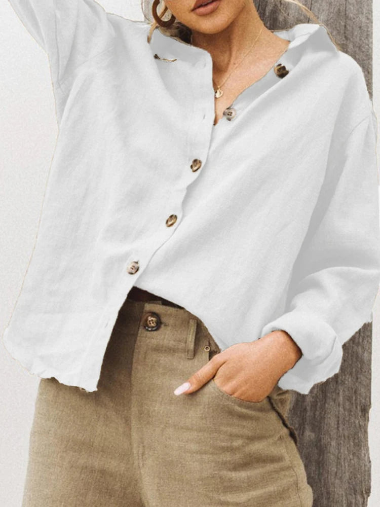 Chemise boutonnée à manches longues pour femmes
