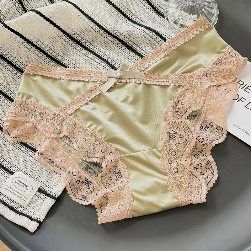 Culotte en dentelle français sans couture et maille transparente pour femmes