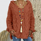 Pull torsadé tricoté de couleur pure pour femmes