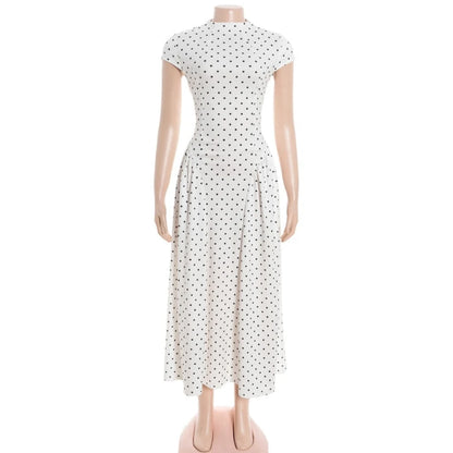 Robe Longue à Pois Femme – Coupe Trapèze Vintage