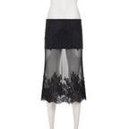Jupe sexy en maille florale transparente pour femmes