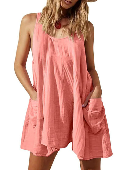 Robe Courte Ample Femme – Unie et Sans Manches